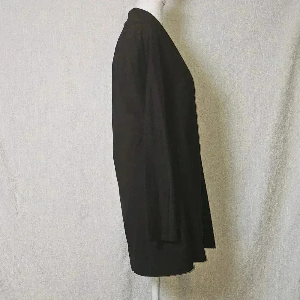 Eileen Fisher High Collared Open Viscoe Black Blazer, Pockets PP(DOUBLE PETITE) - Picture 3 of 11